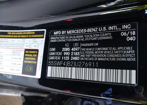 2018 Mercedes-Benz C 300 из США, поврежденный, VIN 55SWF4JB2JU276911